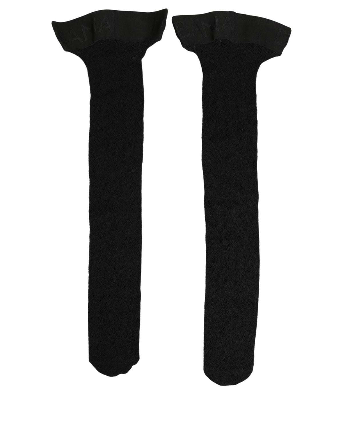 Dolce & Gabbana Black Wool Logo Calf Long Socks for Women