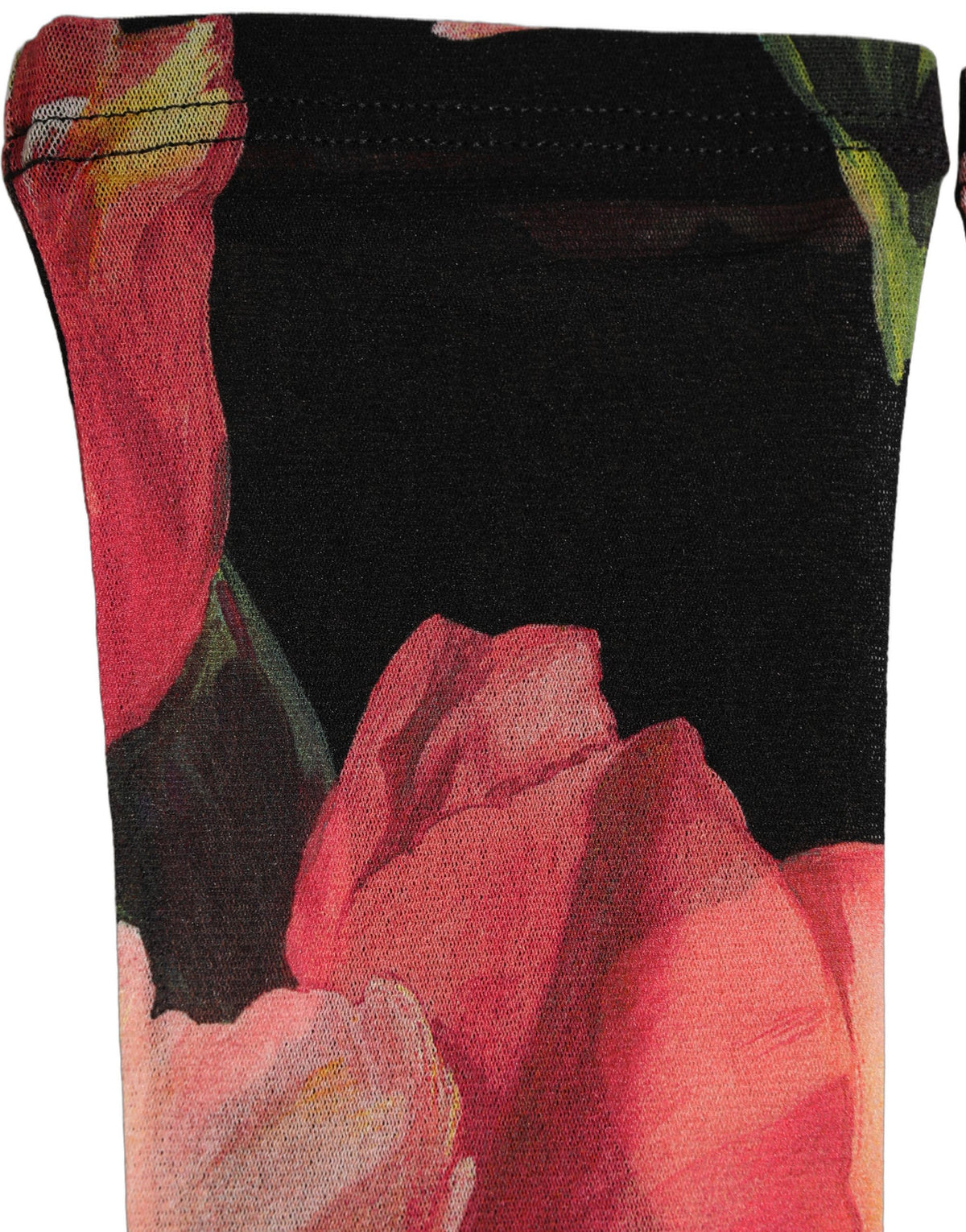 Dolce & Gabbana Black Pink Floral Tulip Nylon Stockings