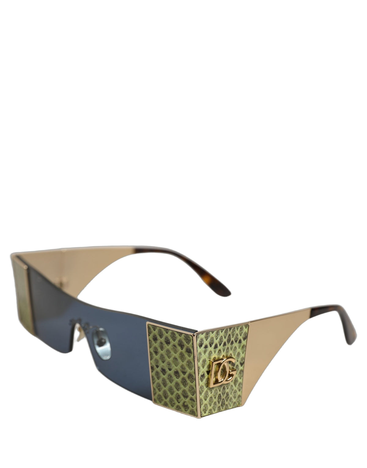 Dolce & Gabbana Gold Metal DG2263 Rectangle Snakeskin Frame Sunglasses
