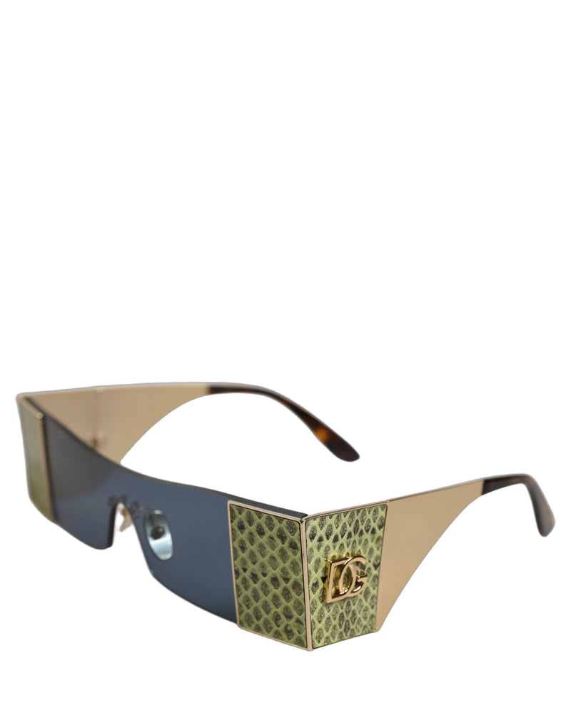 Dolce & Gabbana DG2263 Gold Metal Rectangle Snakeskin Sunglasses