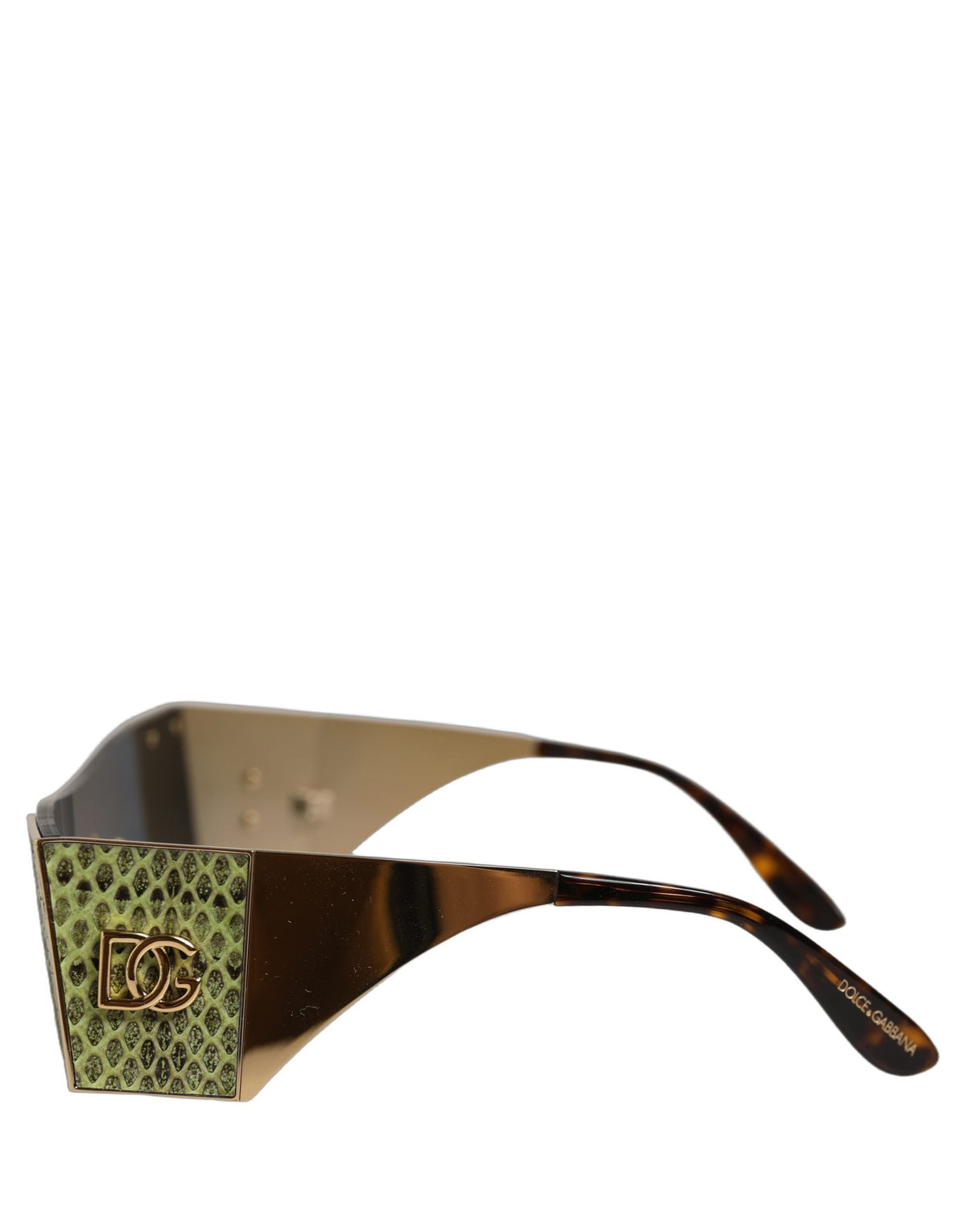 Dolce & Gabbana Gold Metal DG2263 Rectangle Snakeskin Frame Sunglasses