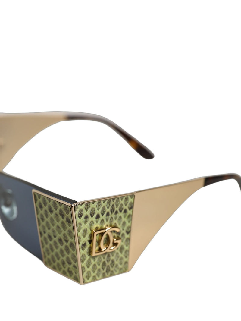 Dolce & Gabbana DG2263 Gold Metal Rectangle Snakeskin Sunglasses