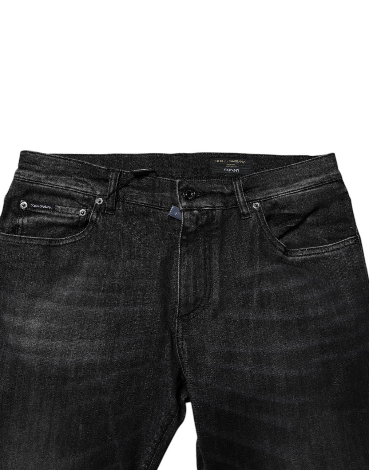 Dolce & Gabbana Dark Gray Washed Cotton Skinny Men Denim Jeans