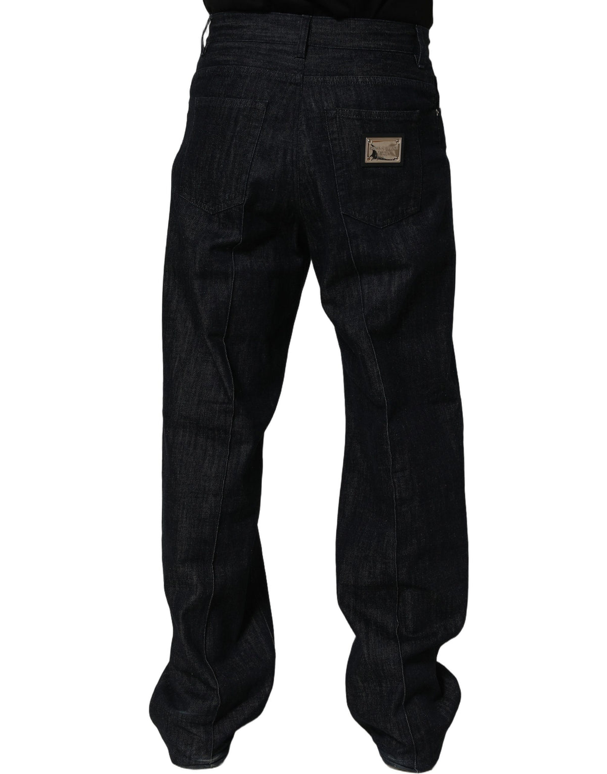Dolce & Gabbana Dark Blue Relaxed Wide Leg Cotton Denim Jeans