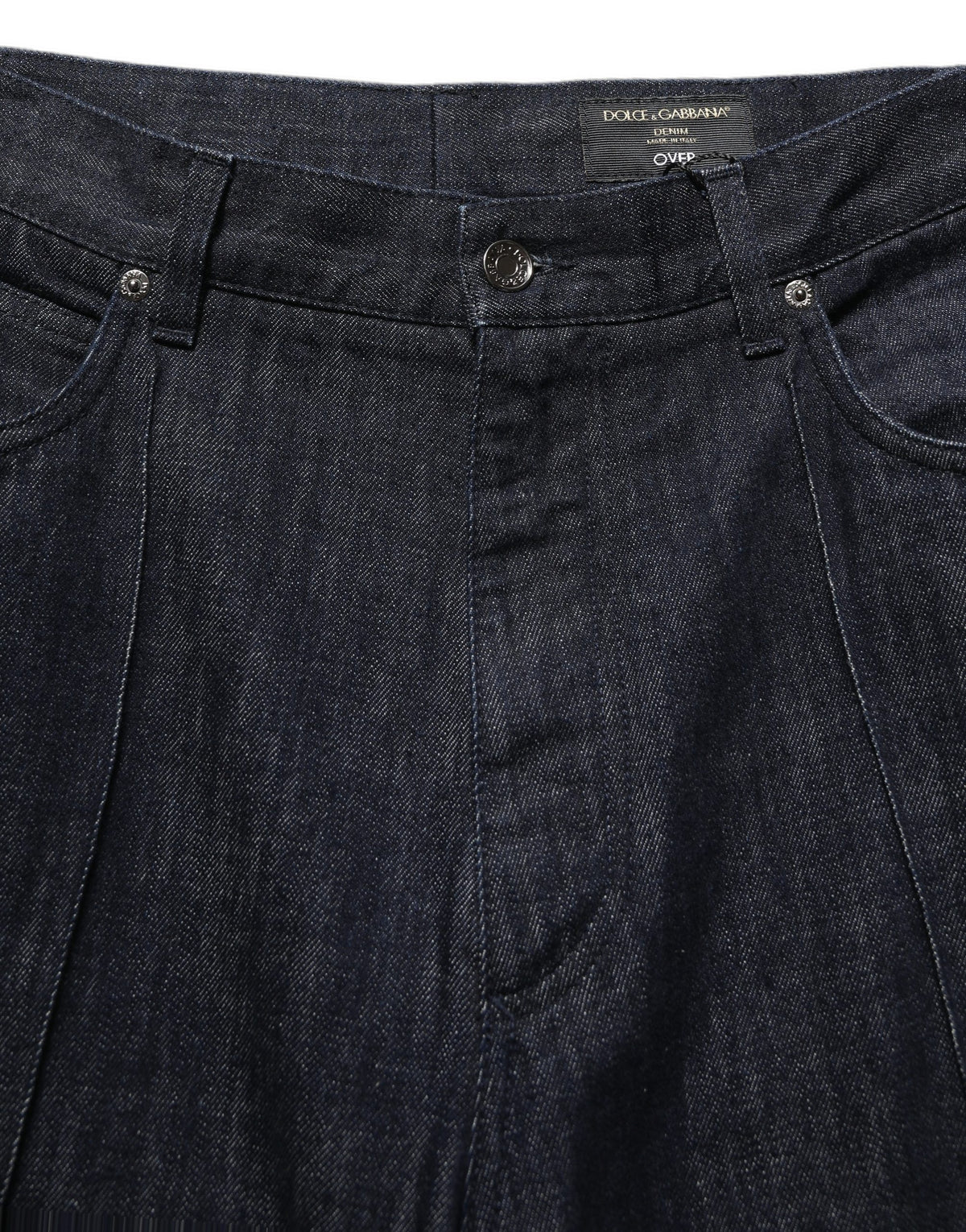 Dolce & Gabbana Dark Blue Relaxed Wide Leg Cotton Denim Jeans
