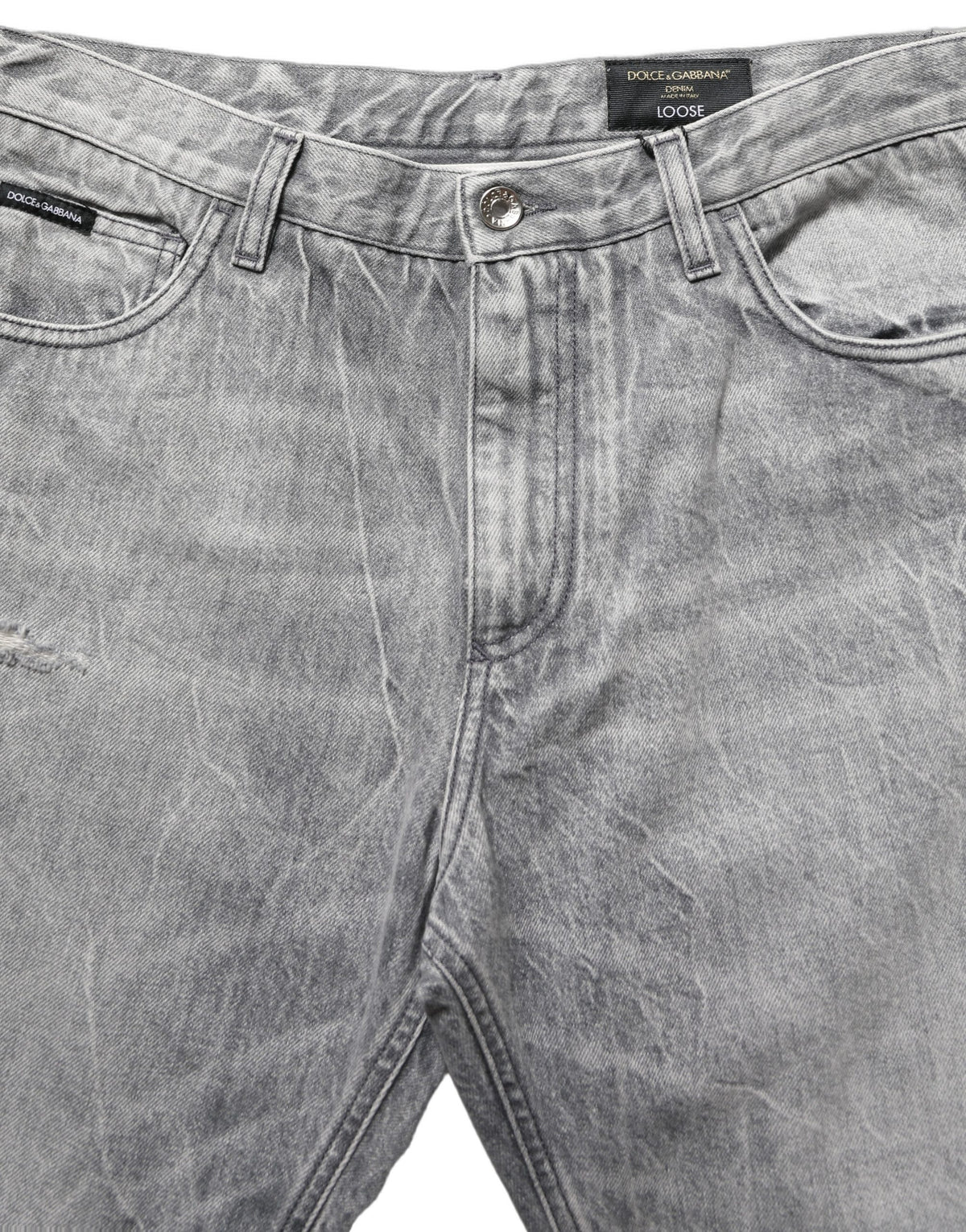 Dolce & Gabbana Grey Distressed Straight Leg Men Denim Jeans