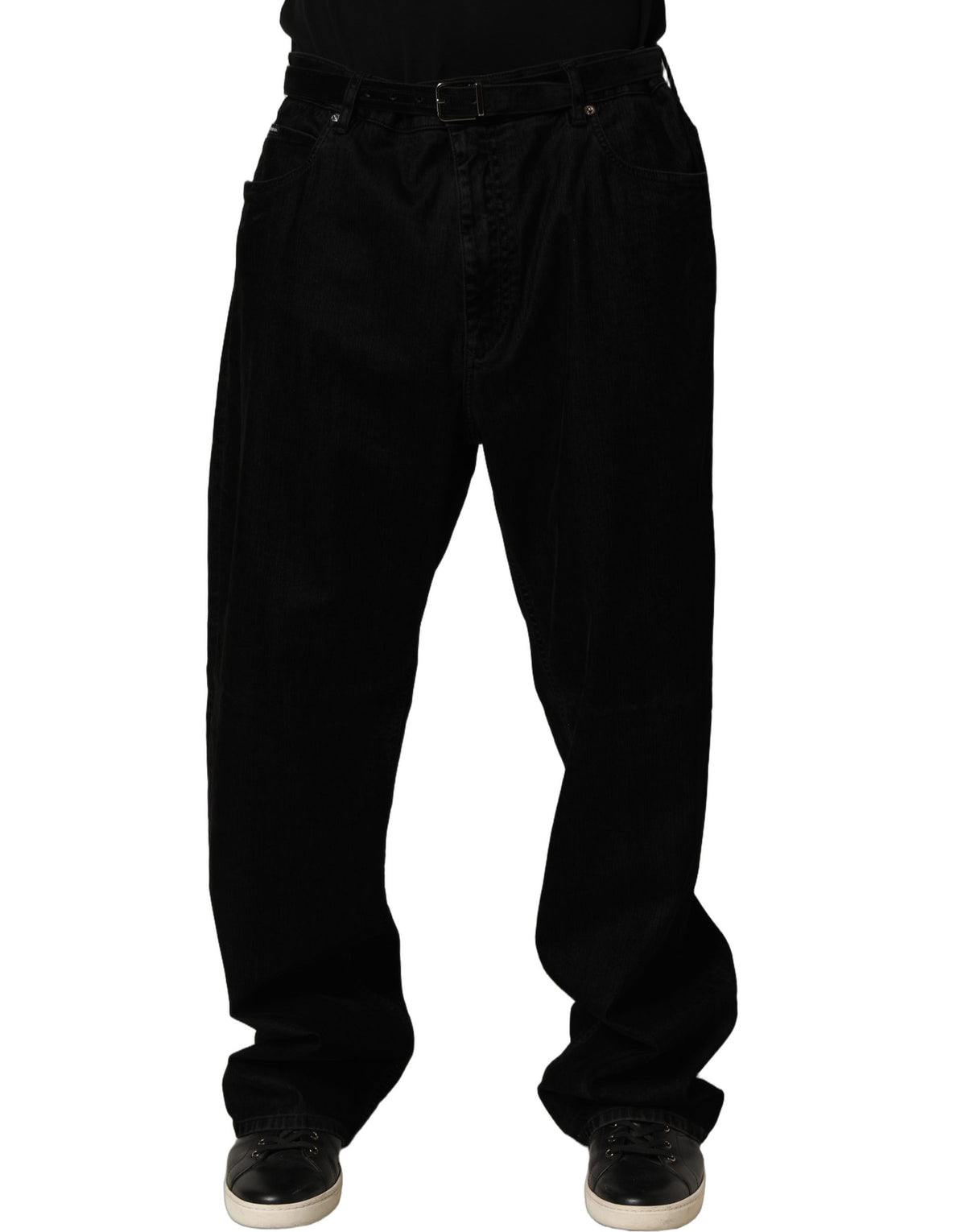 Dolce & Gabbana Black Cotton Relaxed Wide Leg Men Denim Jeans