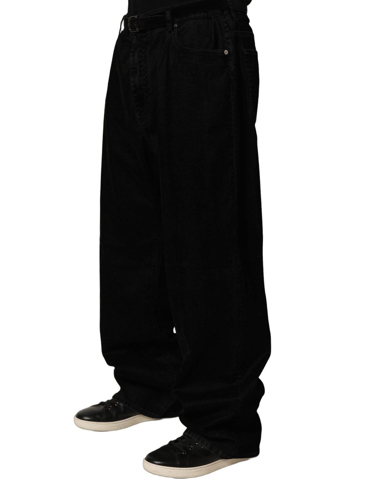 Dolce & Gabbana Black Cotton Relaxed Wide Leg Men Denim Jeans