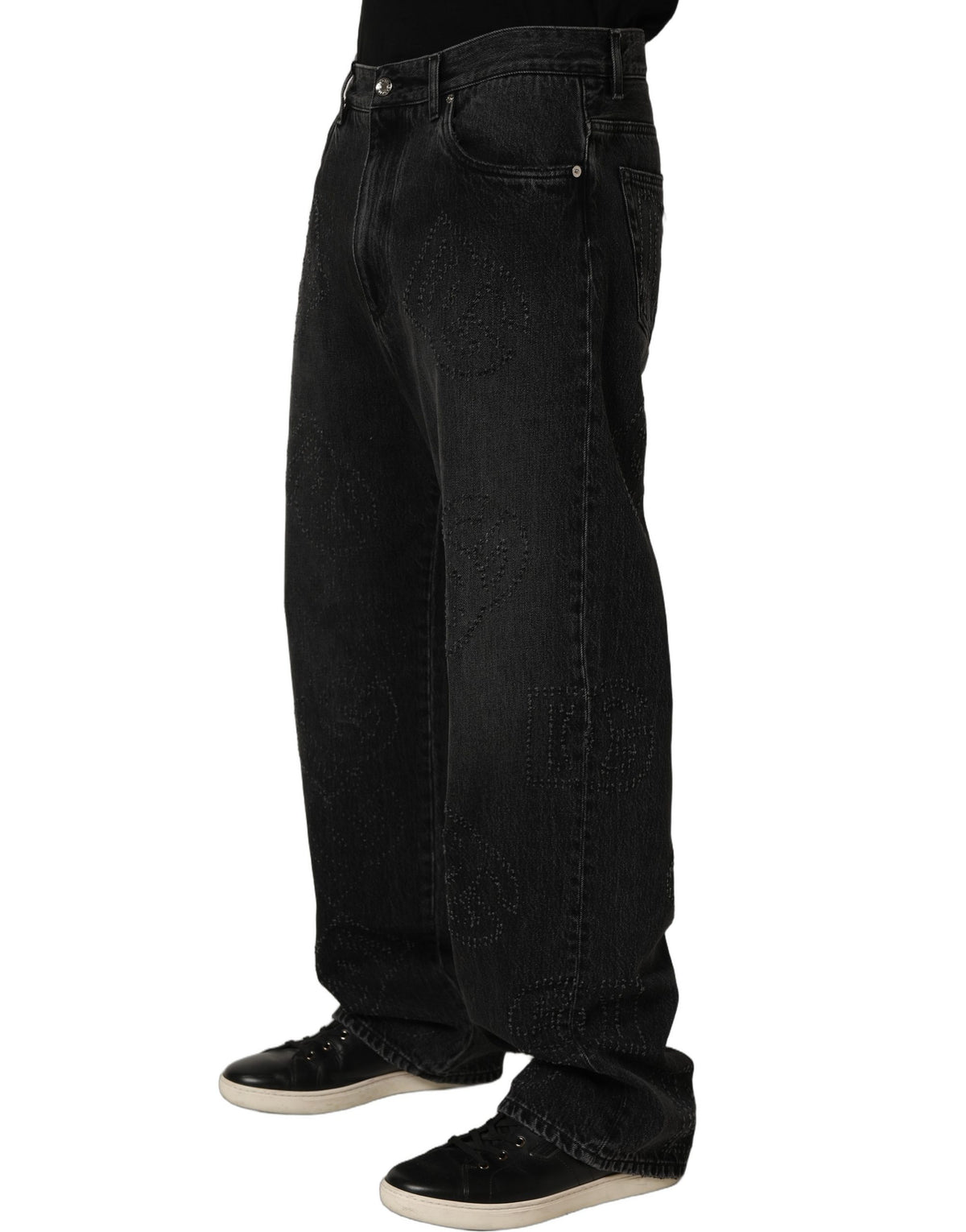 Dolce & Gabbana Dark Gray Cotton WideLeg Oversize Denim Jeans