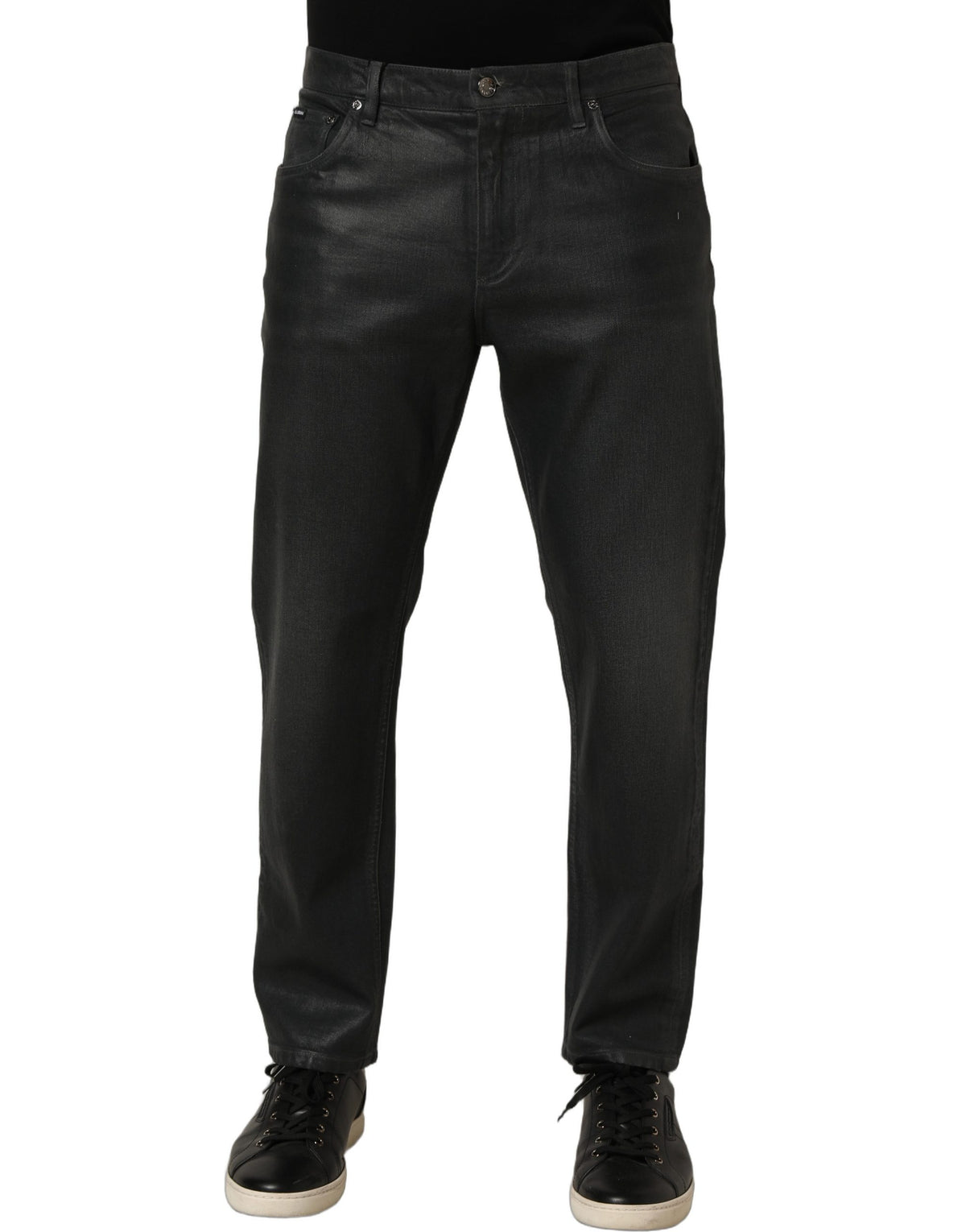 Dolce & Gabbana Dark Gray Cotton Loose Fit Men Denim Jeans