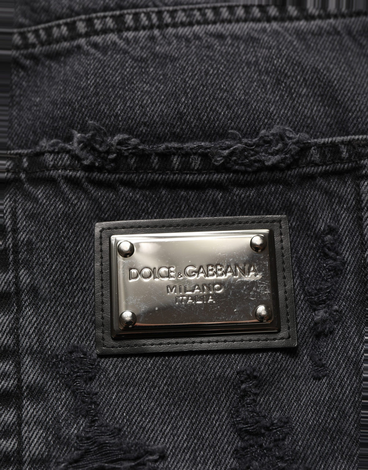 Dolce & Gabbana Dark Gray Ripped Cotton Denim Jeans for Men