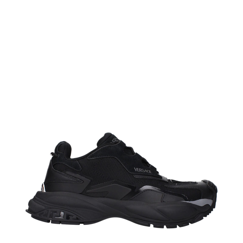 Versace Black Fabric Chunky Sneakers for Men