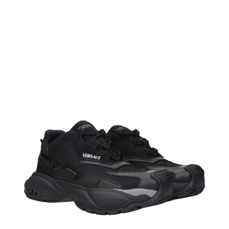 Versace Black Fabric Chunky Sneakers for Men
