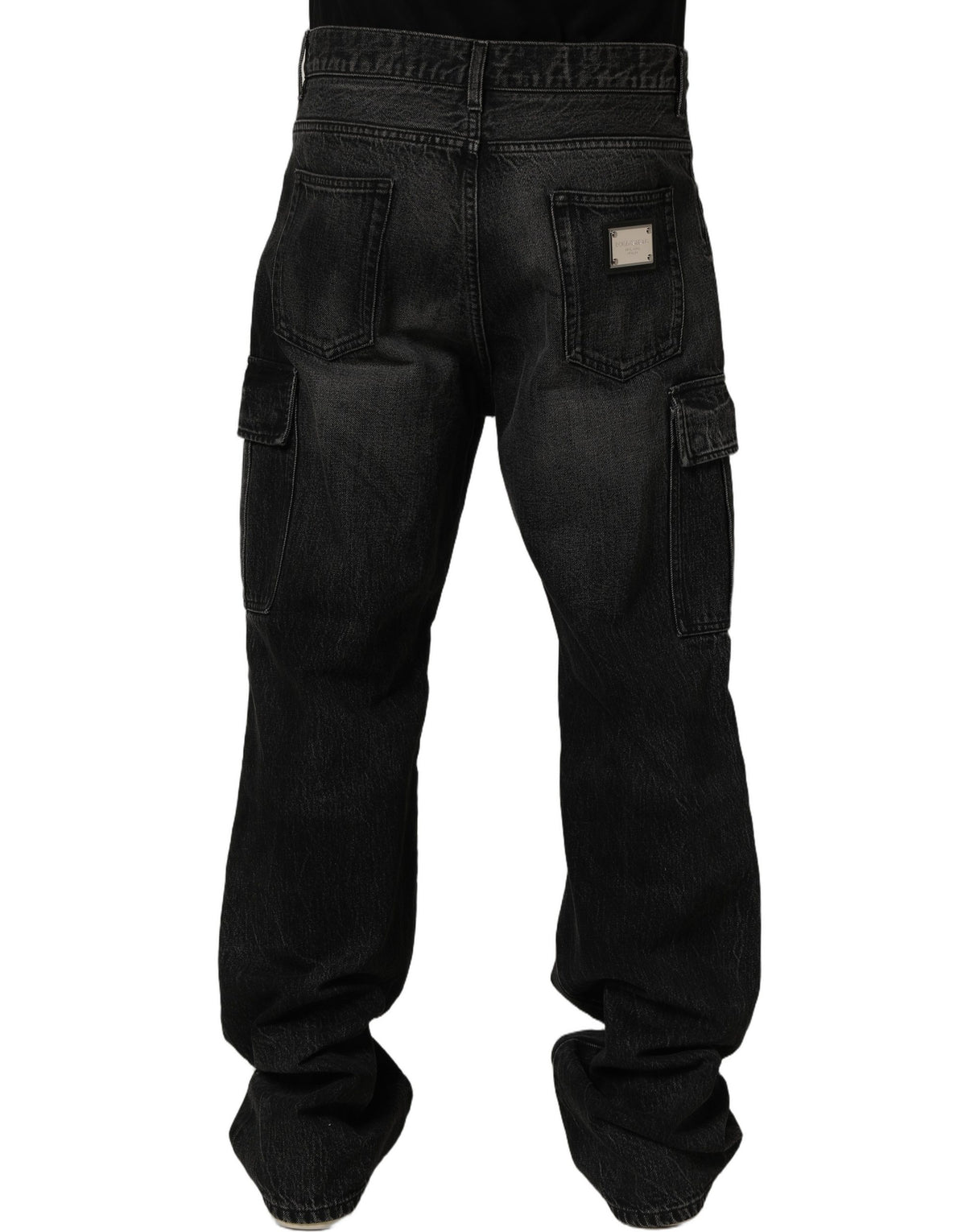 Dolce & Gabbana Dark Gray Cotton Baggy Cargo Men Denim Jeans