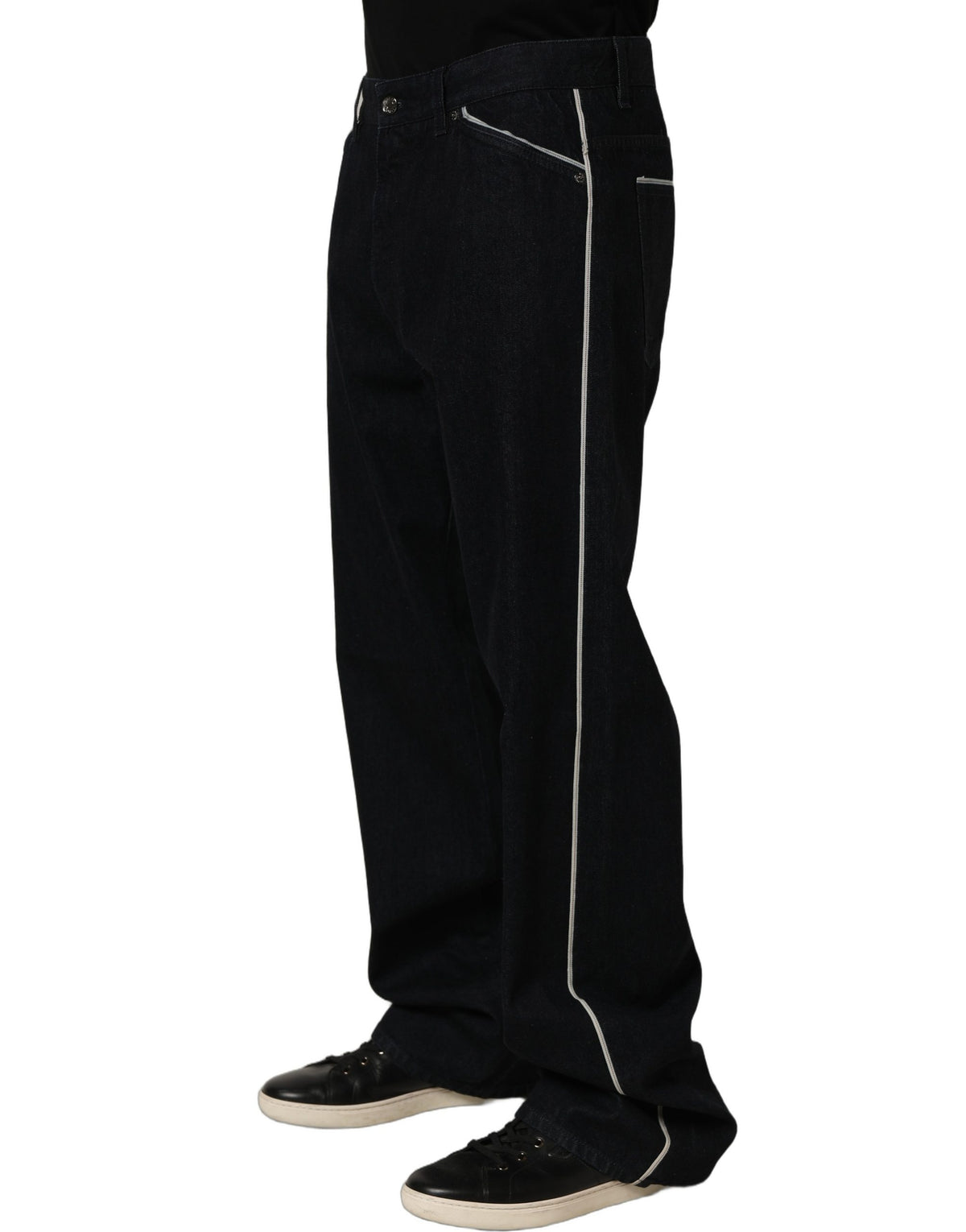 Dolce & Gabbana Black Cotton Stretch Straight Men Denim Jeans