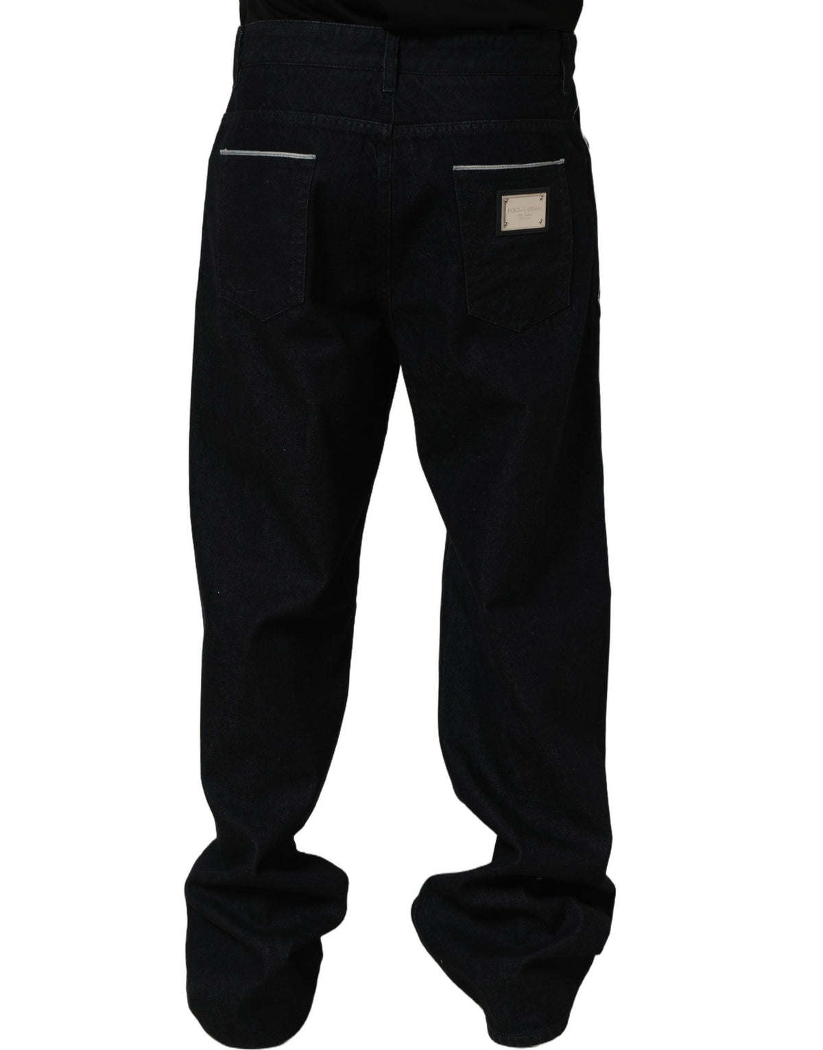 Dolce & Gabbana Black Cotton Stretch Straight Men Denim Jeans