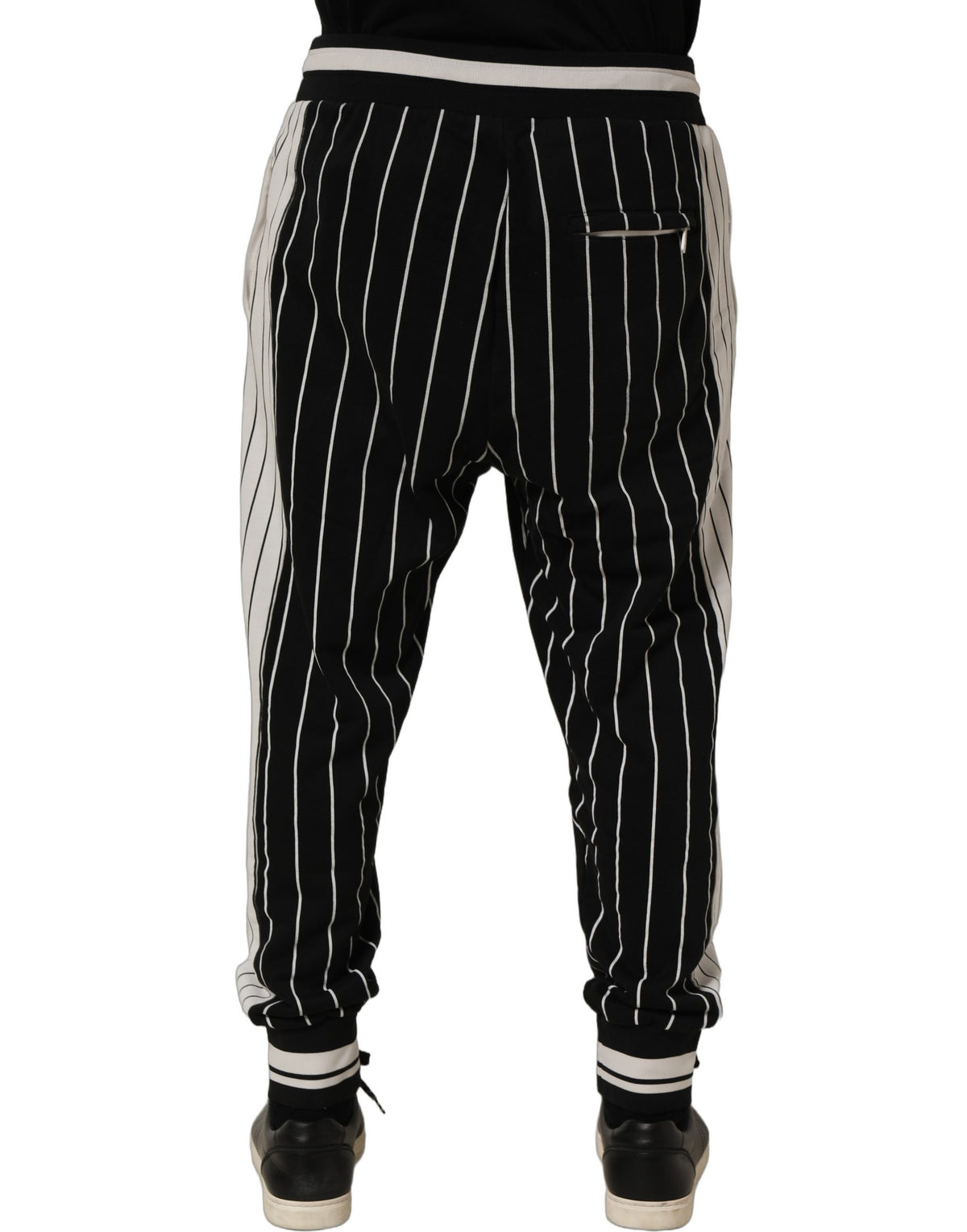 Dolce & Gabbana Black Striped DG Patch Men Sweatpants Pants