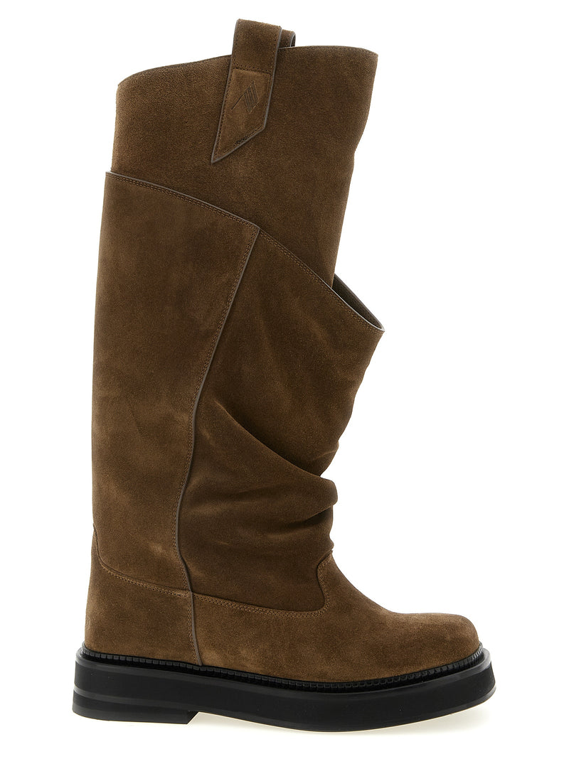 The Attico Robin Passeggiata Brown Calfskin Over The Knee Boots