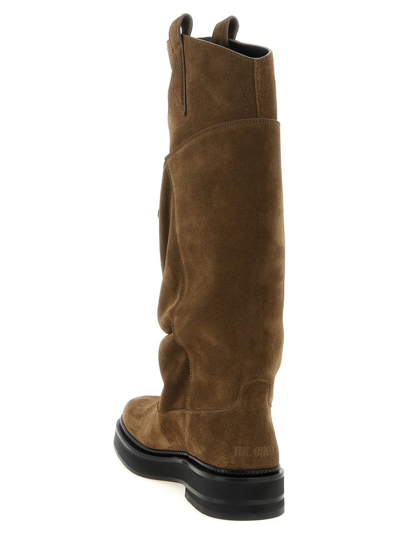The Attico Robin Passeggiata Brown Calfskin Over The Knee Boots