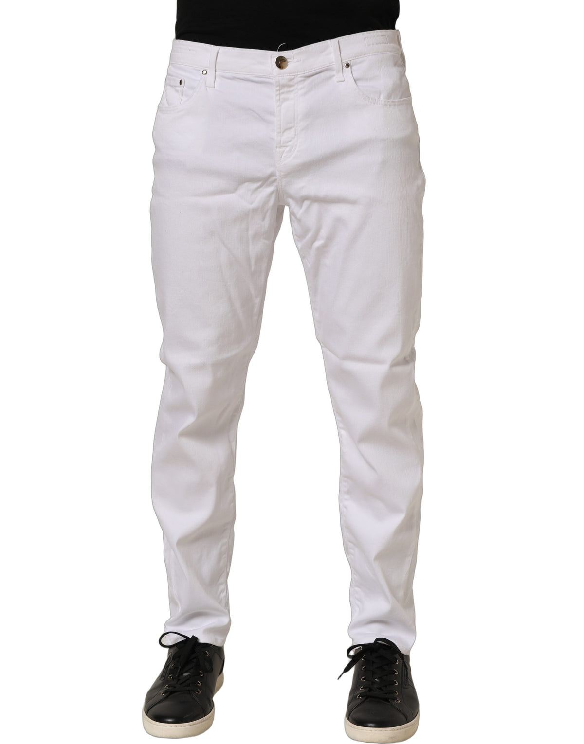 Jacob Cohen White Skinny Fit Mid Waist Men Denim Trouser Jeans