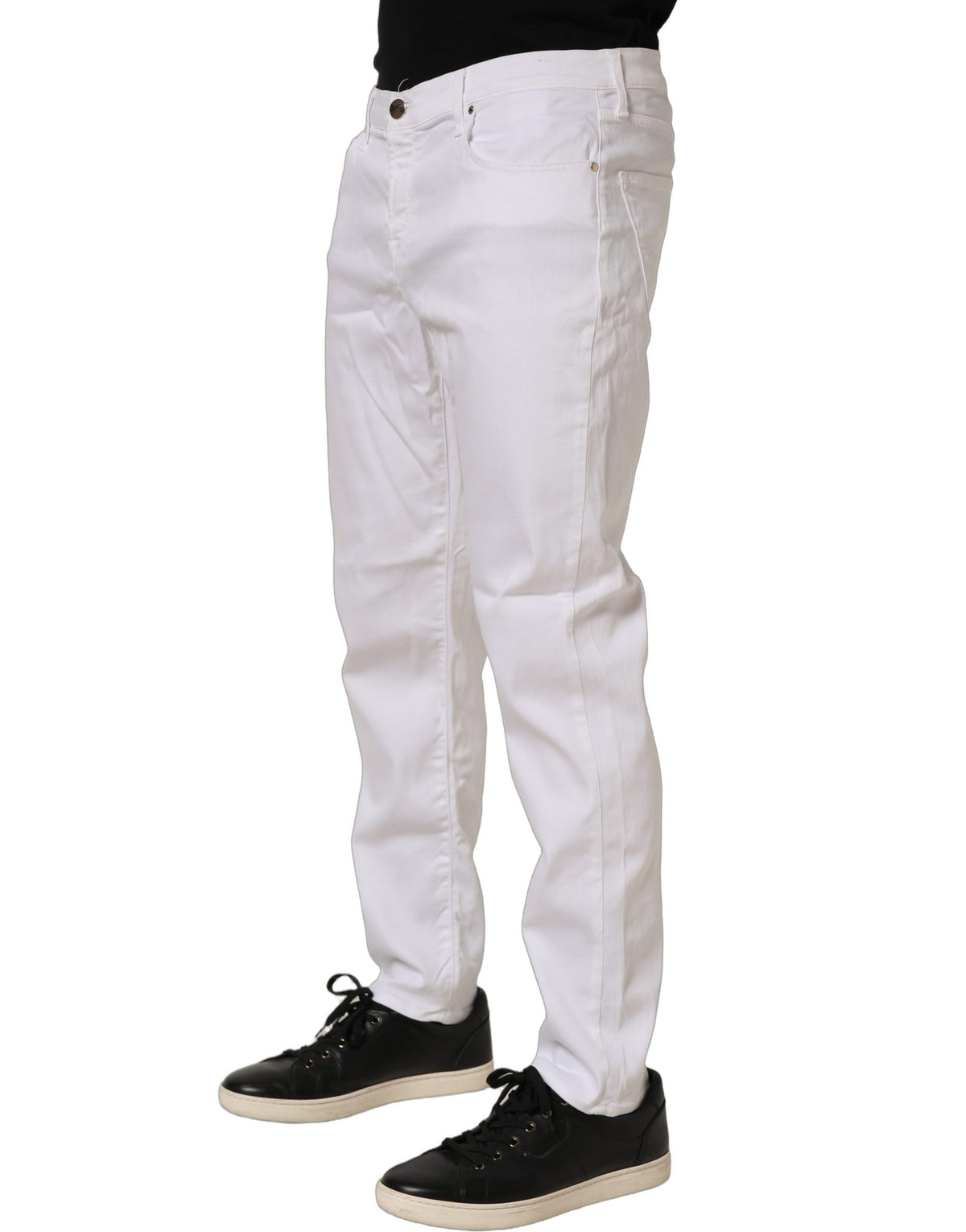 Jacob Cohen White Skinny Fit Mid Waist Men Denim Trouser Jeans