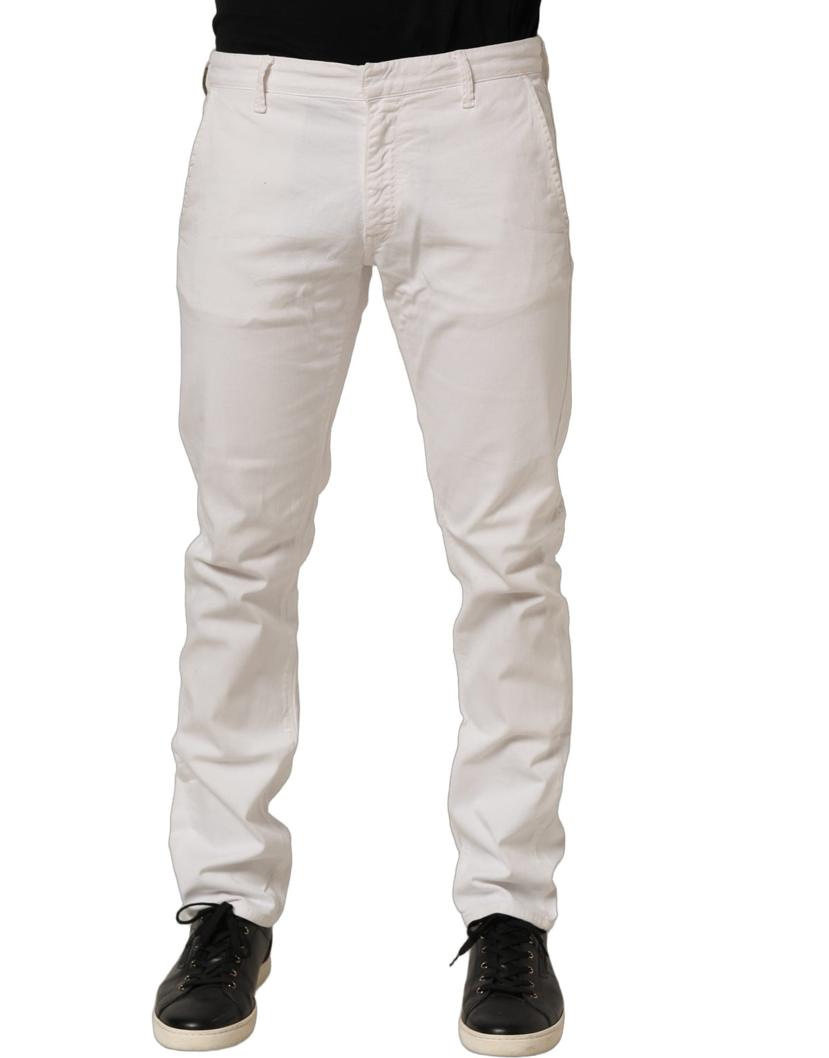 Costume National White Cotton Slim Pants Men Denim Jeans