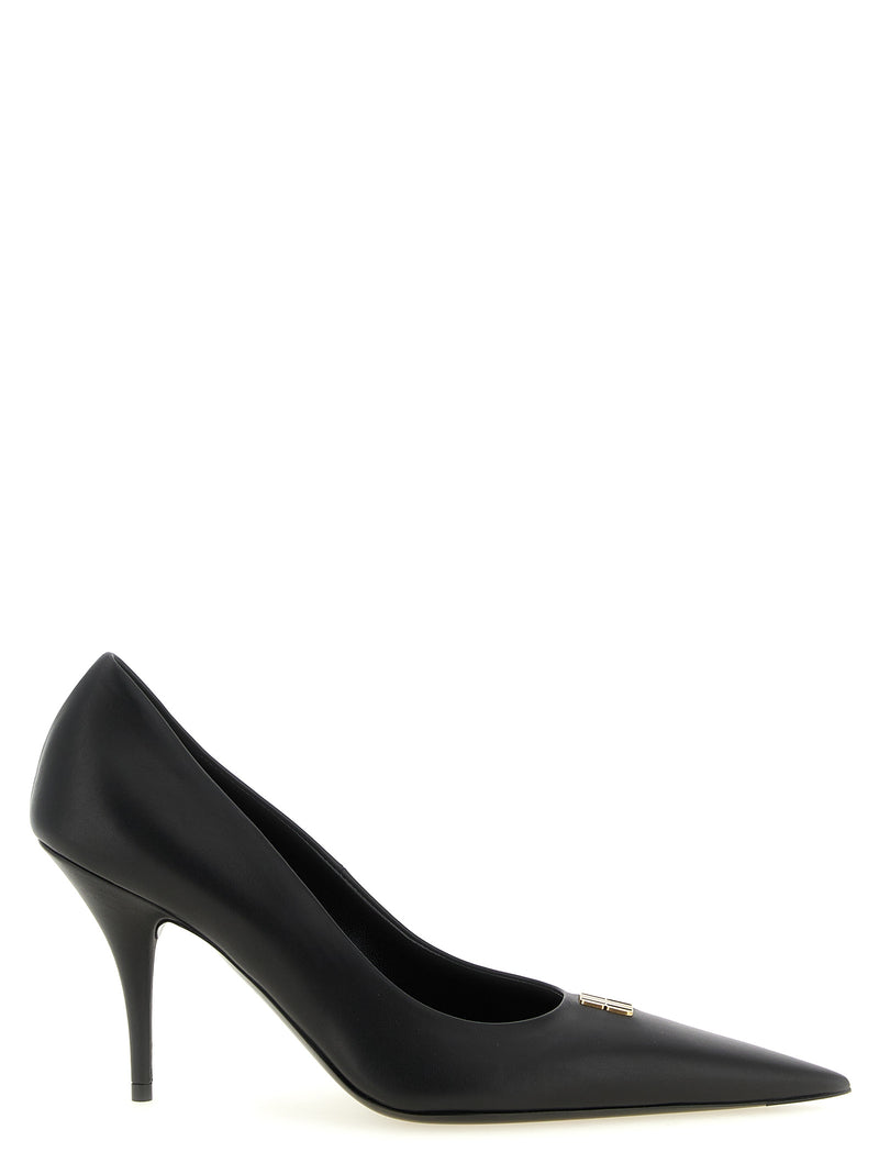 Balenciaga Avenue BB Editor Black Calfskin High Heel Pumps