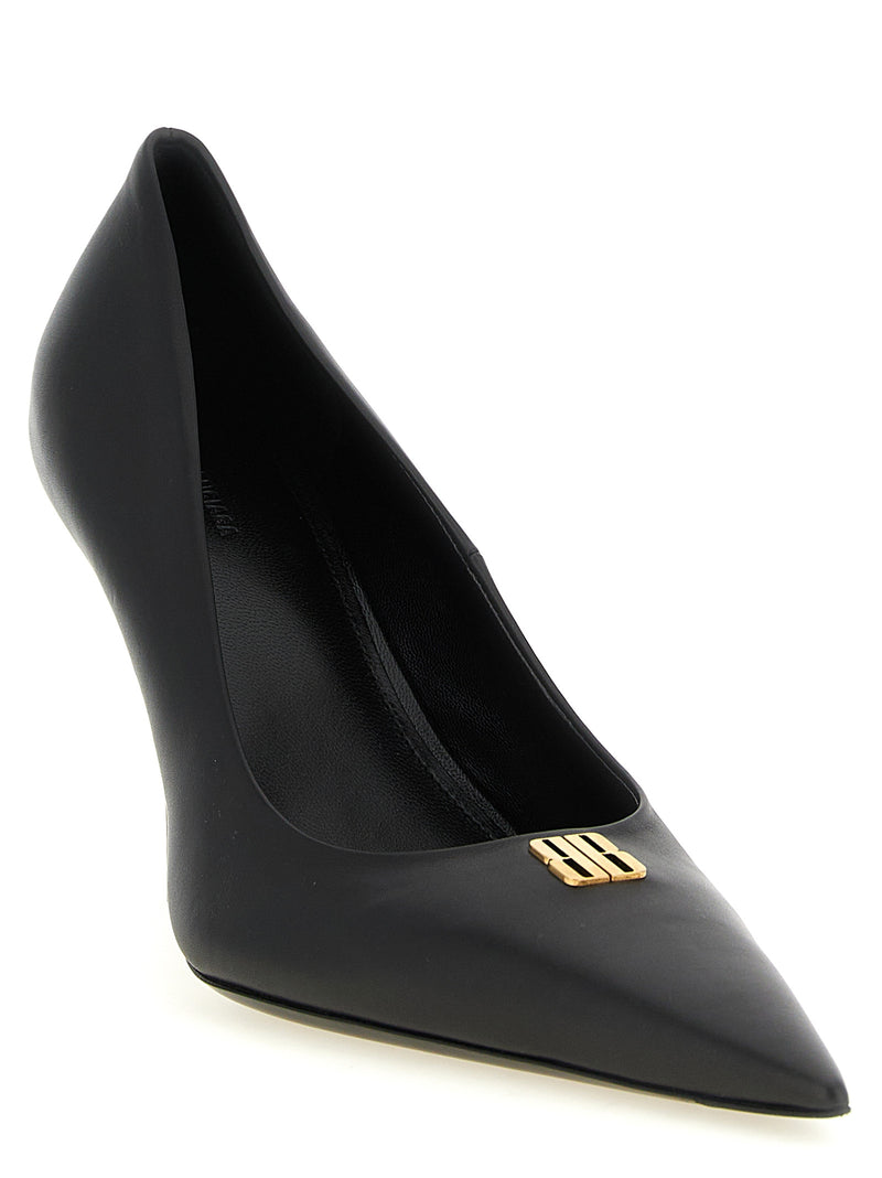 Balenciaga Avenue BB Editor Black Calfskin High Heel Pumps