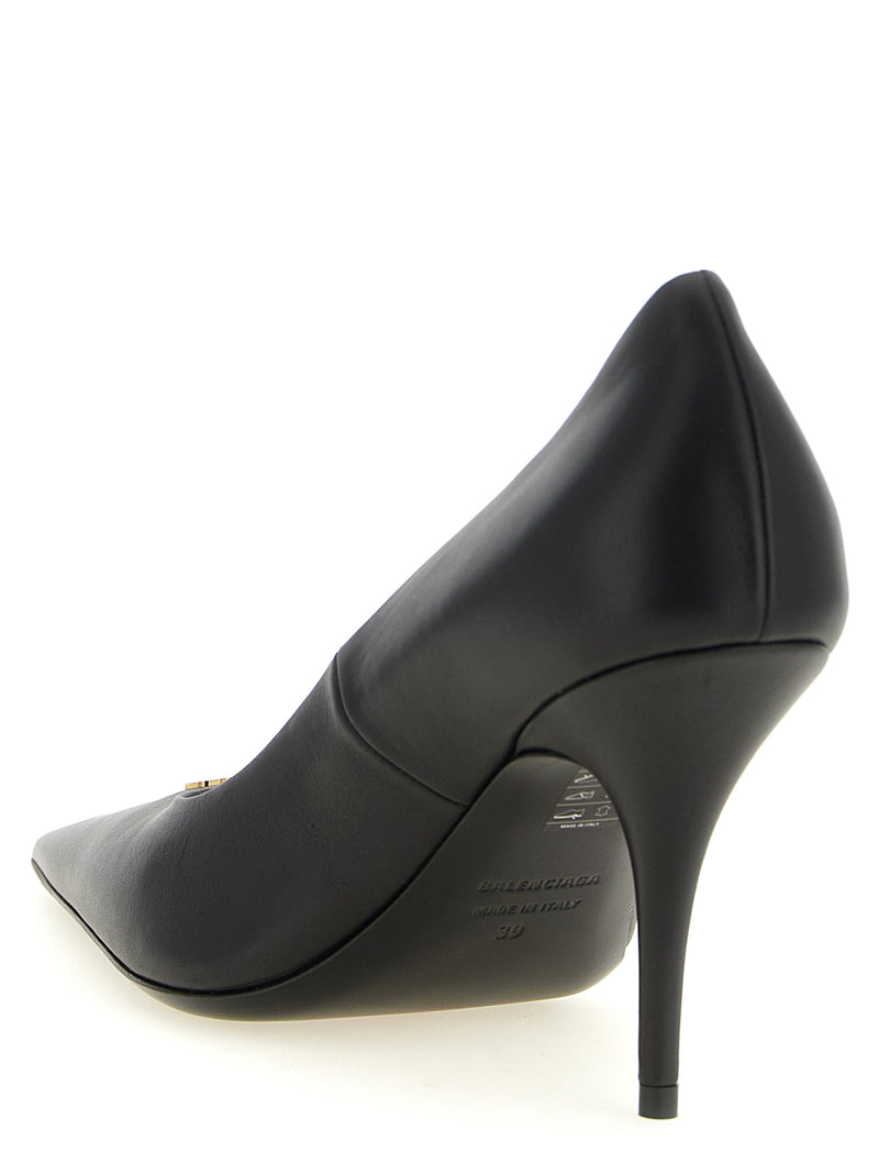 Balenciaga Avenue BB Editor Black Calfskin High Heel Pumps