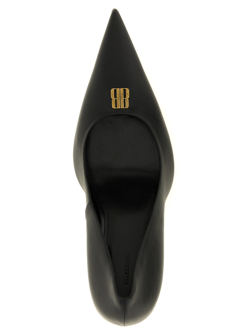 Balenciaga Avenue BB Editor Black Calfskin High Heel Pumps