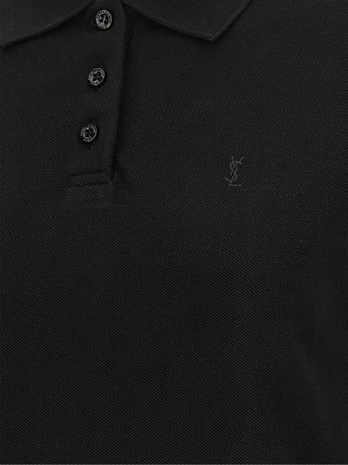 Saint Laurent Black Cotton Polo Shirt