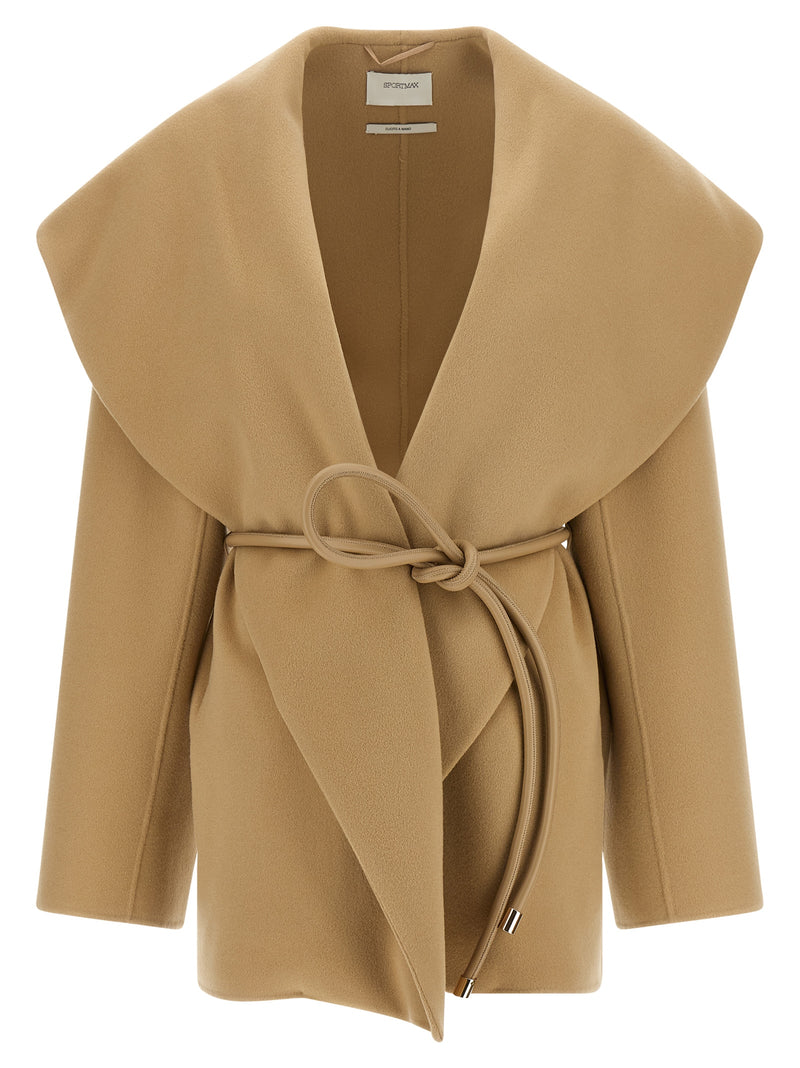 Sportmax SpxUguale Beige Wool Coat for Women