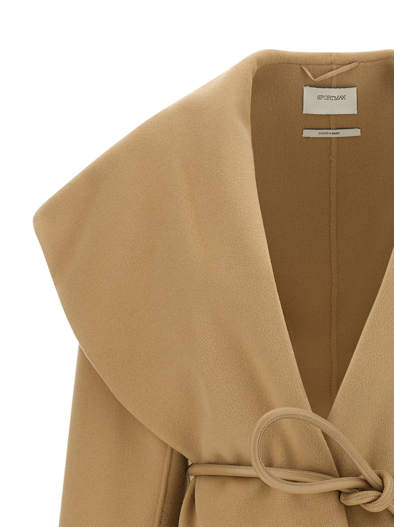 Sportmax SpxUguale Beige Wool Coat for Women