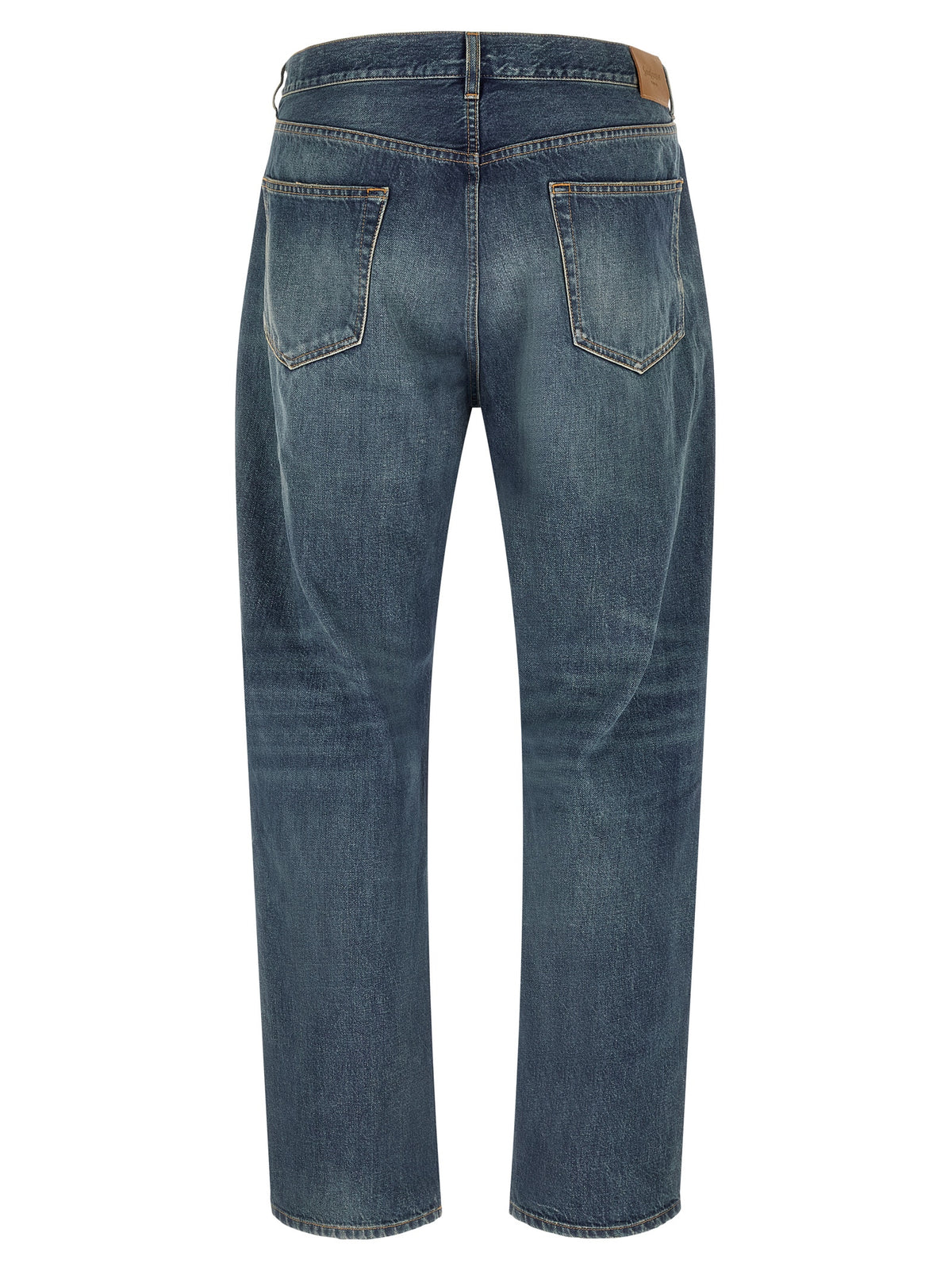 Saint Laurent Blue Cotton Straight-Leg Jeans