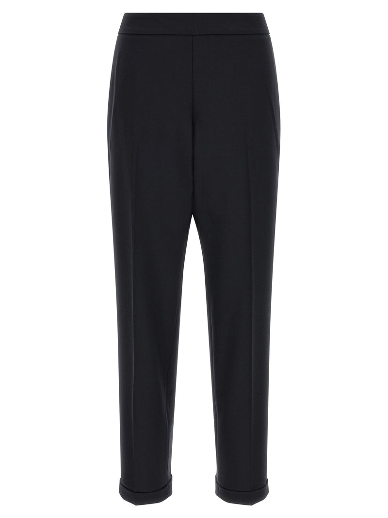 Alberto Biani Black Cropped Pants in Polyester and Wool