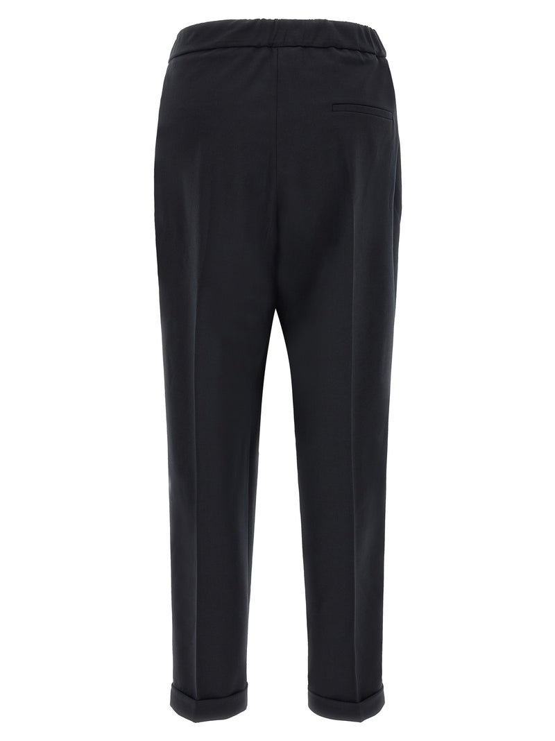 Alberto Biani Black Cropped Pants in Polyester and Wool