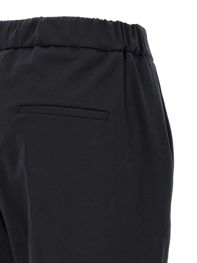 Alberto Biani Black Cropped Pants in Polyester and Wool