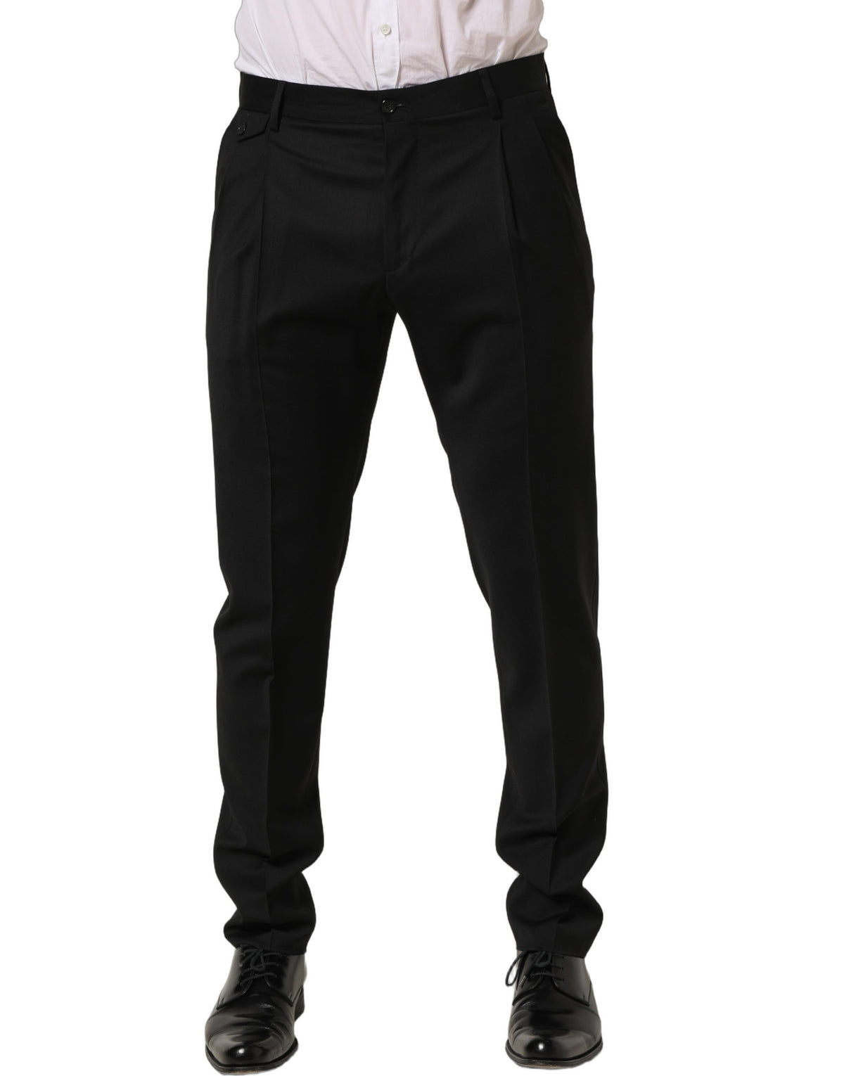 Dolce & Gabbana Black Wool Stretch Formal Dress Trouser
