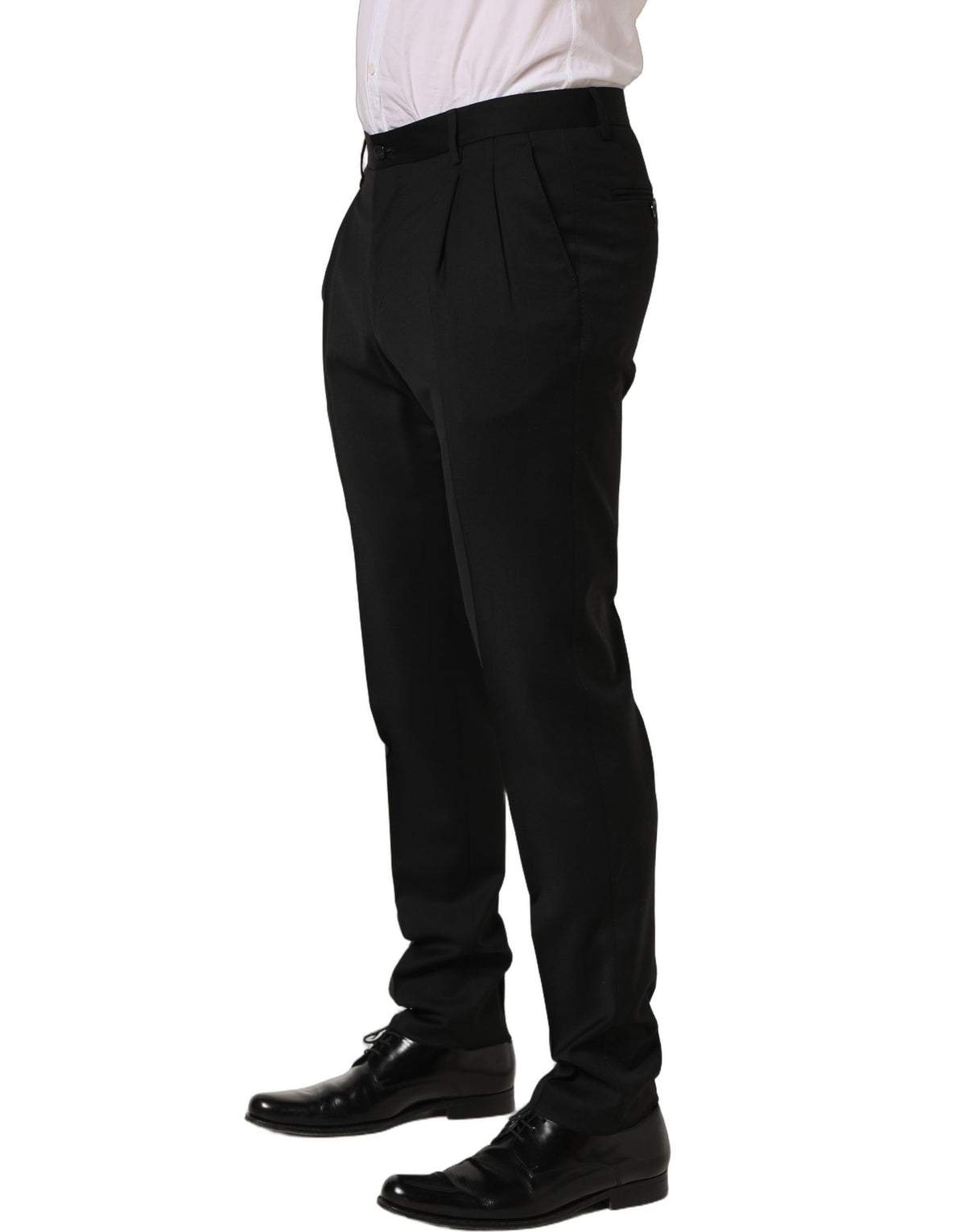 Dolce & Gabbana Black Wool Stretch Formal Dress Trouser