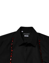 Dolce & Gabbana Black Crystal Embellished GOLD Dress Shirt