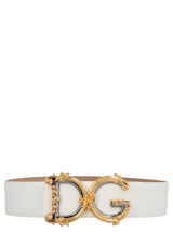 Dolce & Gabbana White Calfskin High-Waist Belt