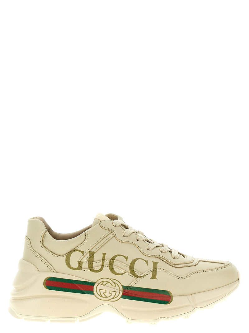 Gucci White Calfskin Rhyton Chunky Sneakers