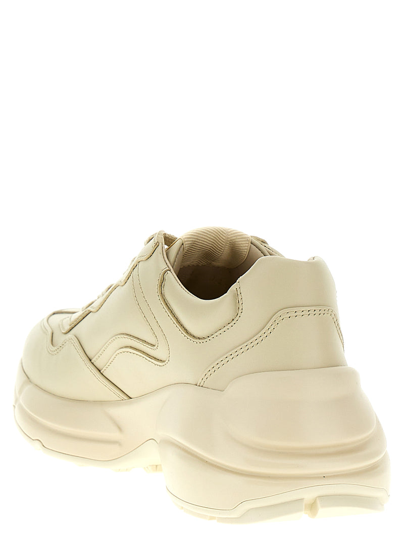 Gucci White Calfskin Rhyton Chunky Sneakers