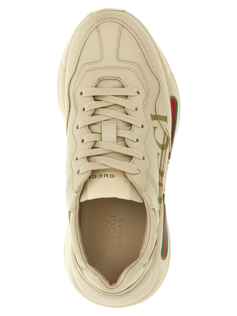 Gucci White Calfskin Rhyton Chunky Sneakers