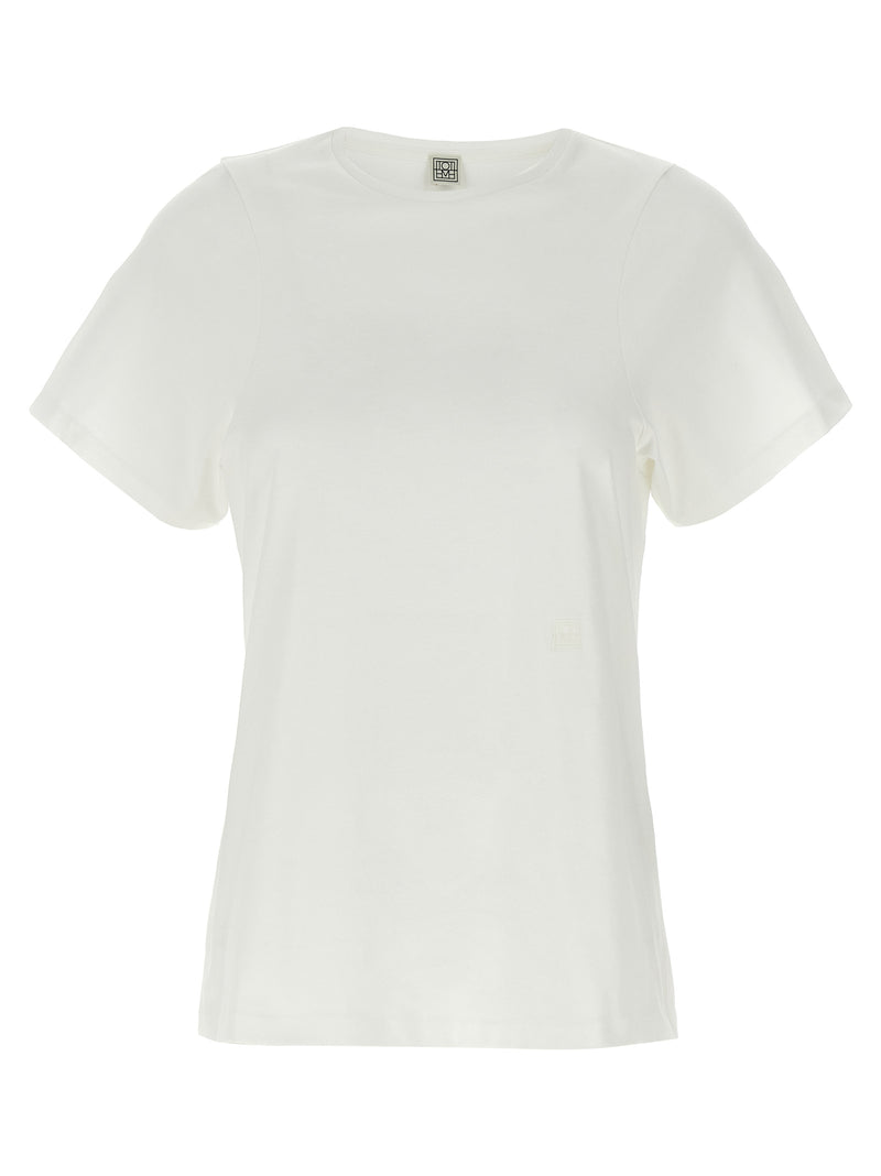 TOTEME White Cotton T-Shirt - Curved Seam Design