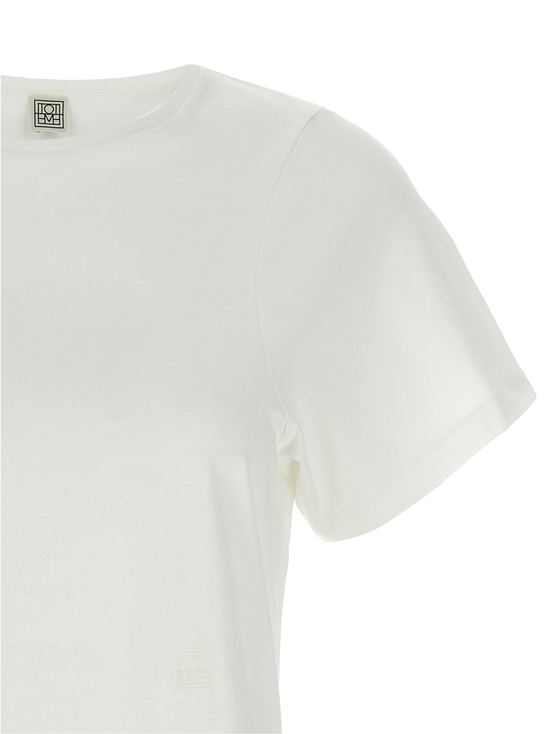 TOTEME White Cotton T-Shirt - Curved Seam Design