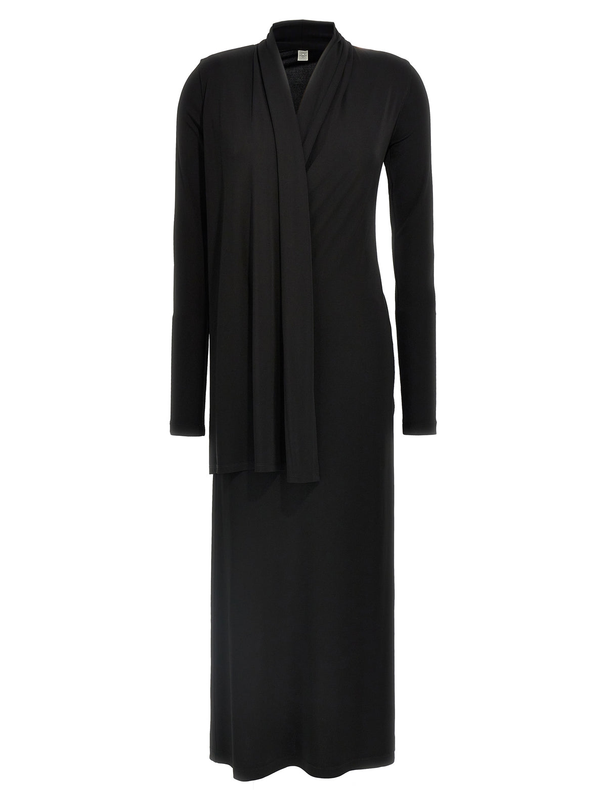 TOTEME Black Viscose Long Dress - Overlapped Jersey Design