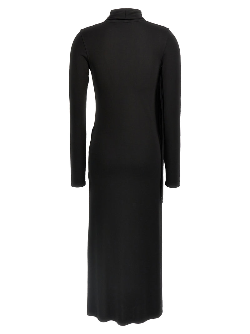 TOTEME Black Viscose Long Dress - Overlapped Jersey Design