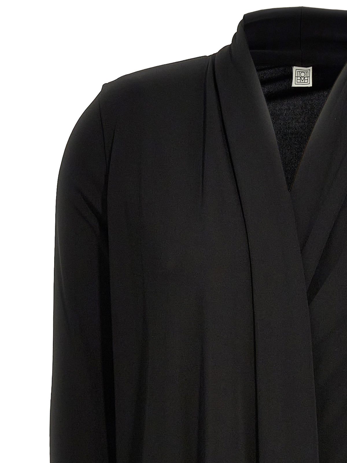 TOTEME Black Viscose Long Dress - Overlapped Jersey Design
