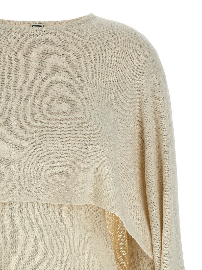 TOTEME Beige Silk Cardigan - Elegant Knitted Cape Design